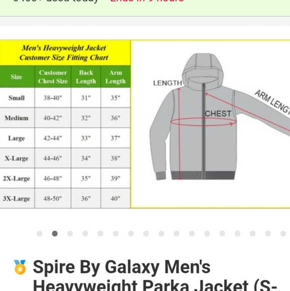 Nwt men's heavyweight parka jacket detach hood - Picture 3 of 3